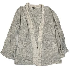 Talbots Gray and White Open Cardigan with pockets Size Large
